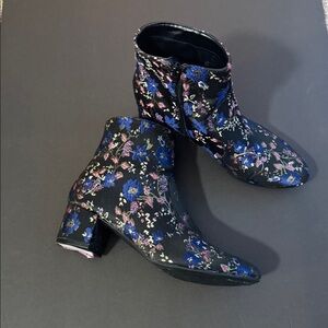 Unisa Black Floral Ankle Boots